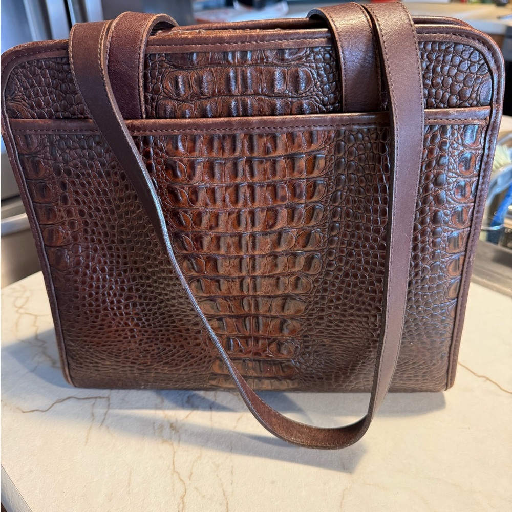 Brighton Brown Croc-Embossed Shoulder Bag - Picture 2 of 5